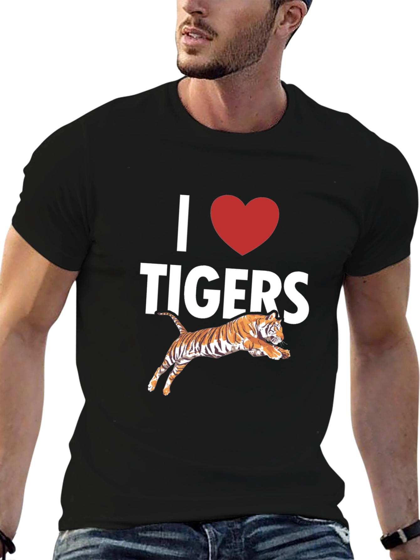 Black I Love Tigers Graphic T-Shirt view 6
