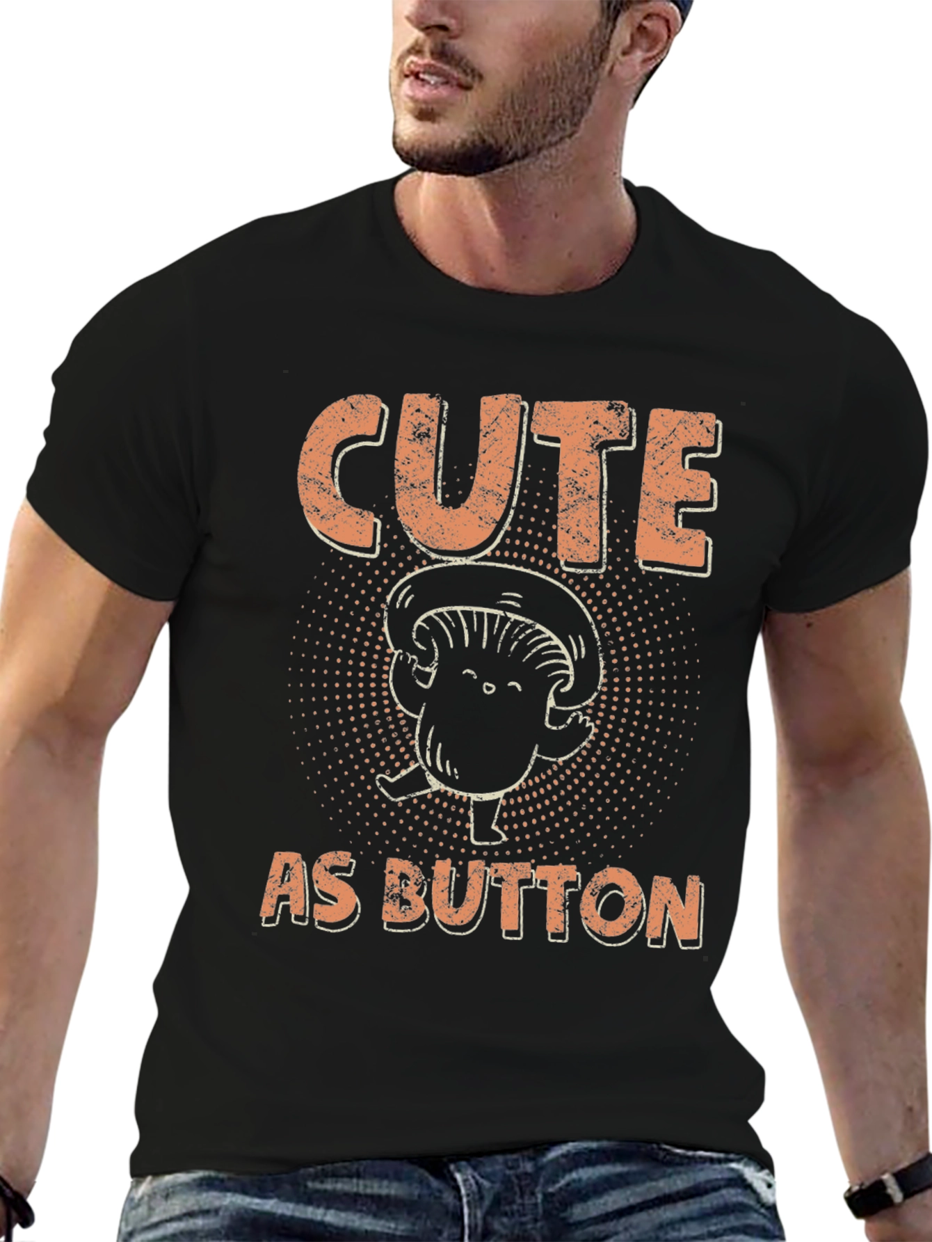 Black Cute as Button Mushroom Graphic Tee view 6