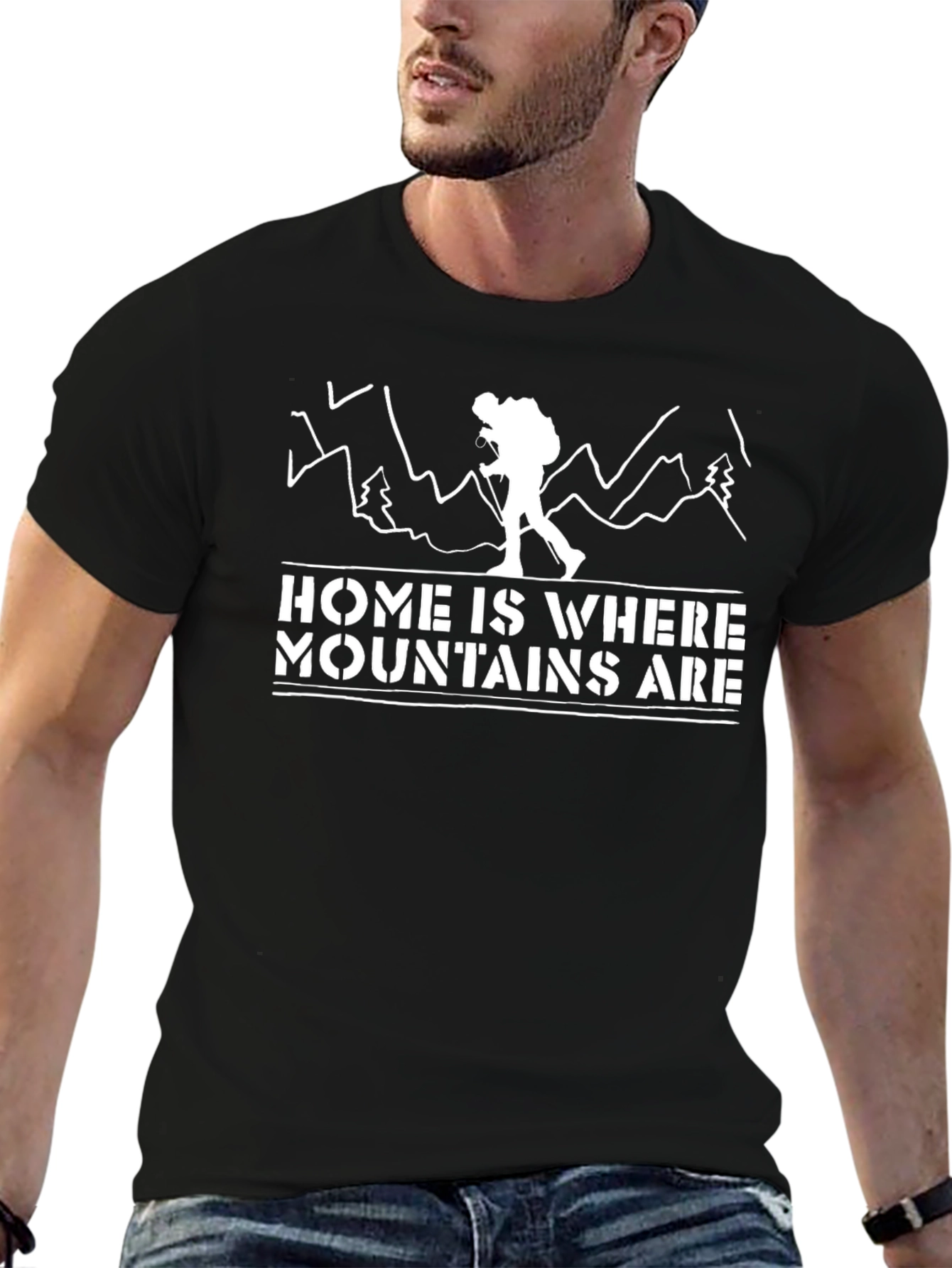 Black Home Is Where Mountains Are Tee view 6