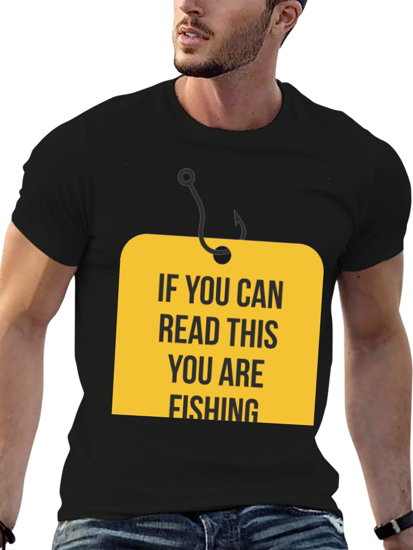 Black If You Can Read This You Are Fishing Black T-Shirt view 6