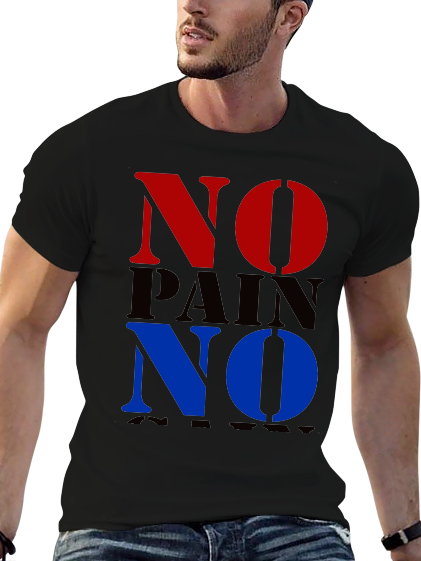 Black No Pain No Gain Graphic T-Shirt view 6