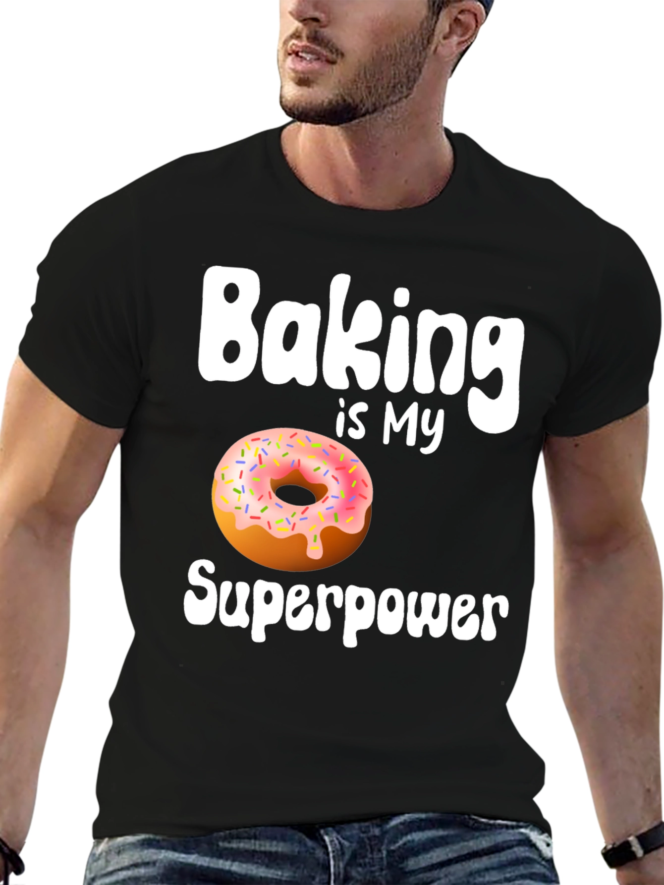 Black Baking is My Superpower Donut T-Shirt view 6