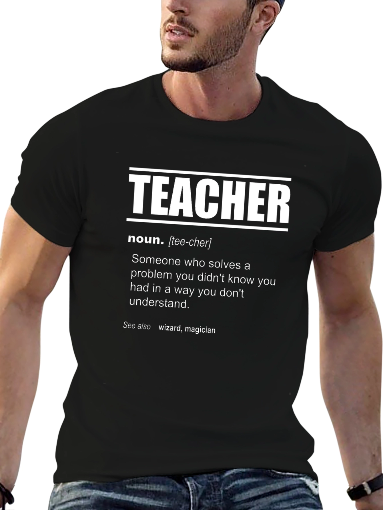 Black Teacher Definition T-Shirt - Wizard Magician Funny Tee view 6