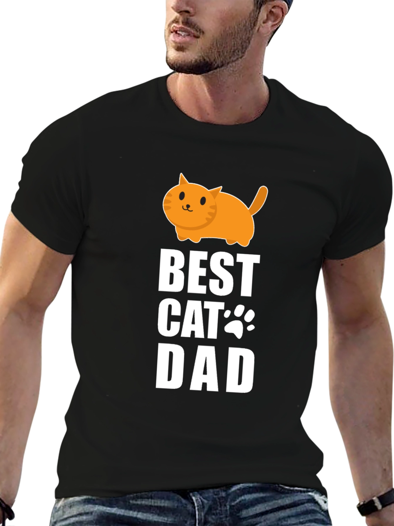 Black Best Cat Dad T-Shirt - Cute Graphic Tee view 6