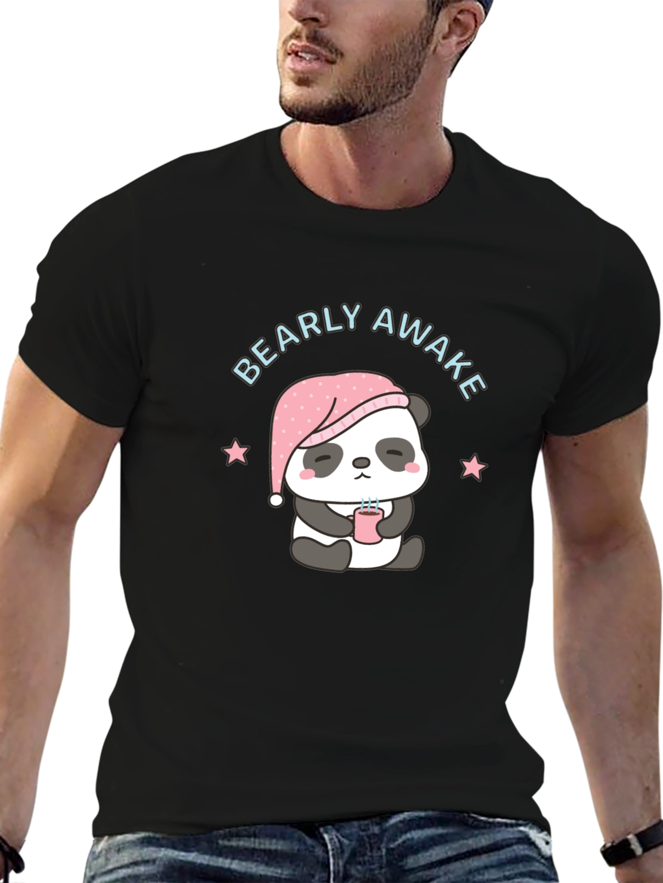Black Bearly Awake Panda Black T-Shirt view 6