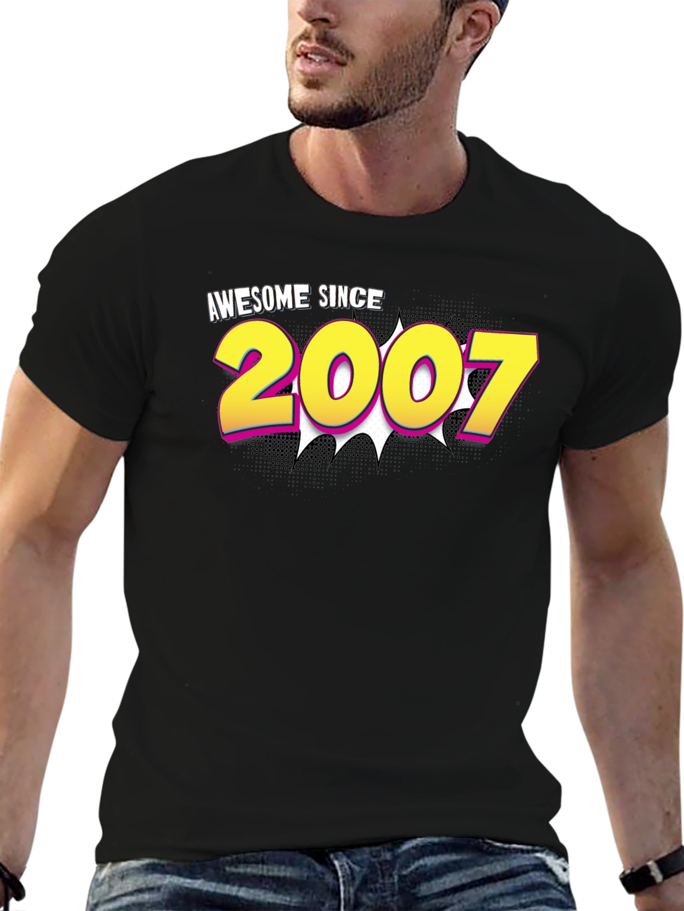 Black Awesome Since 2007 Graphic T-Shirt view 6