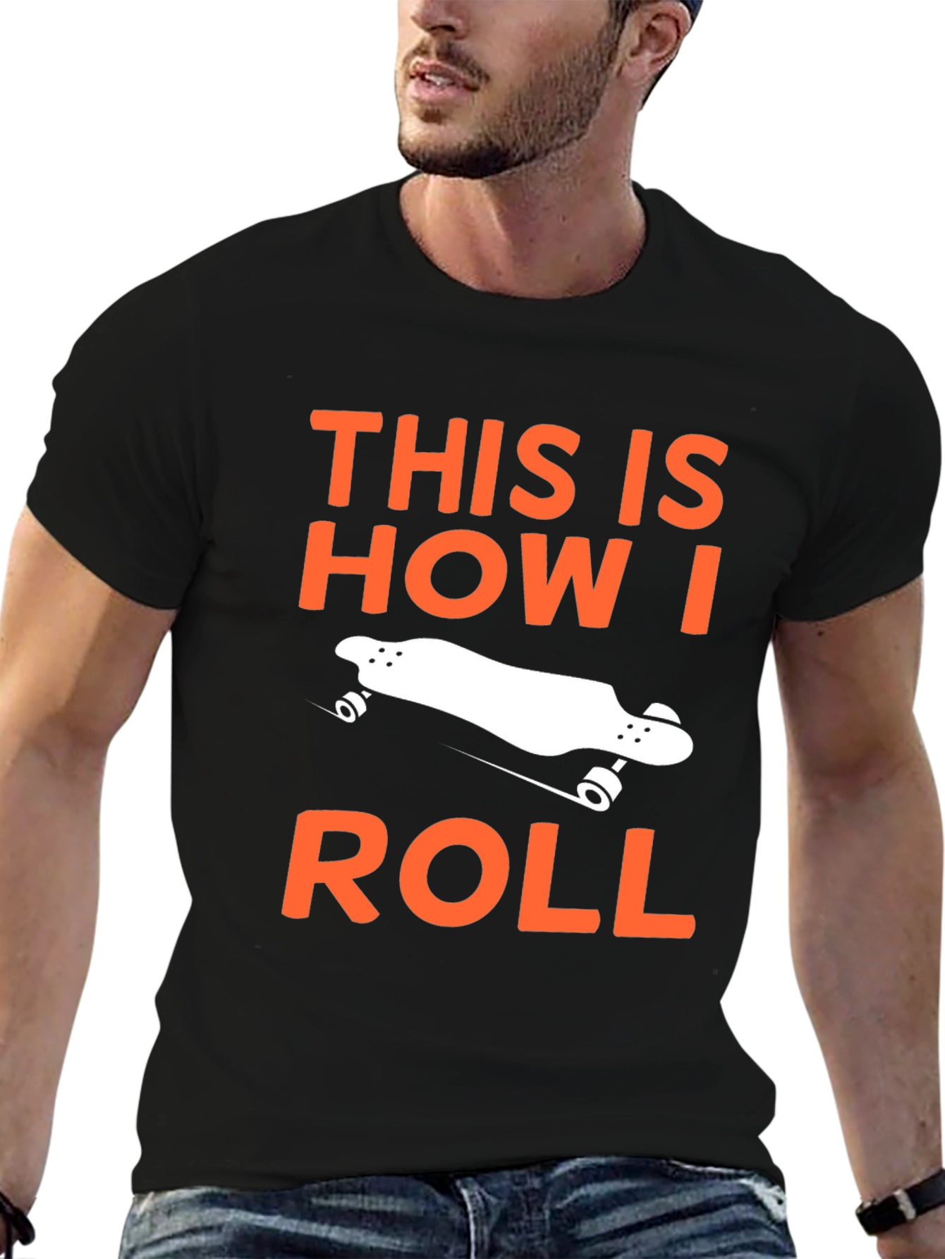 Black This Is How I Roll Skateboard T-Shirt view 6