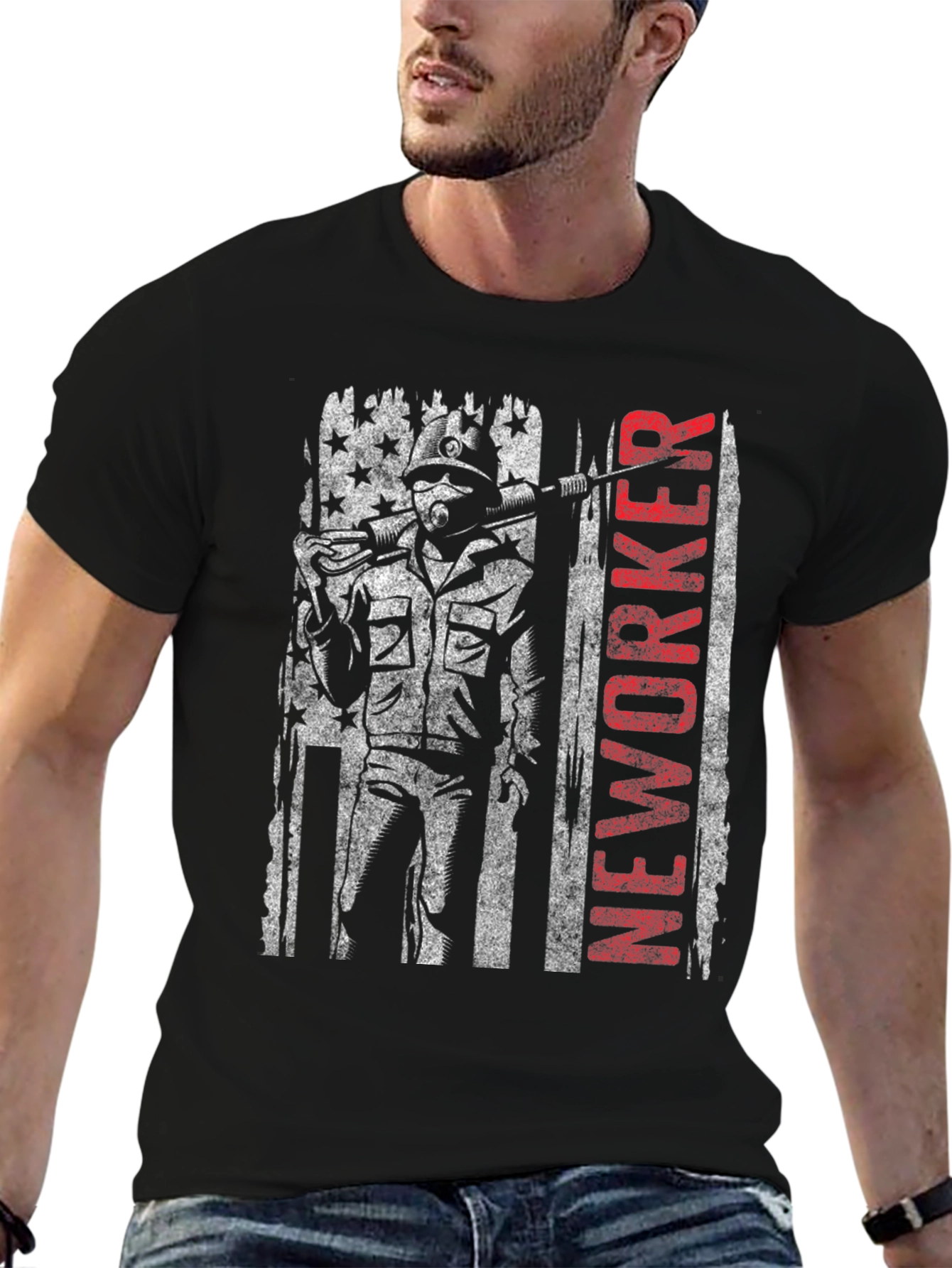 Black NEWORKER Patriotic T-Shirt view 6