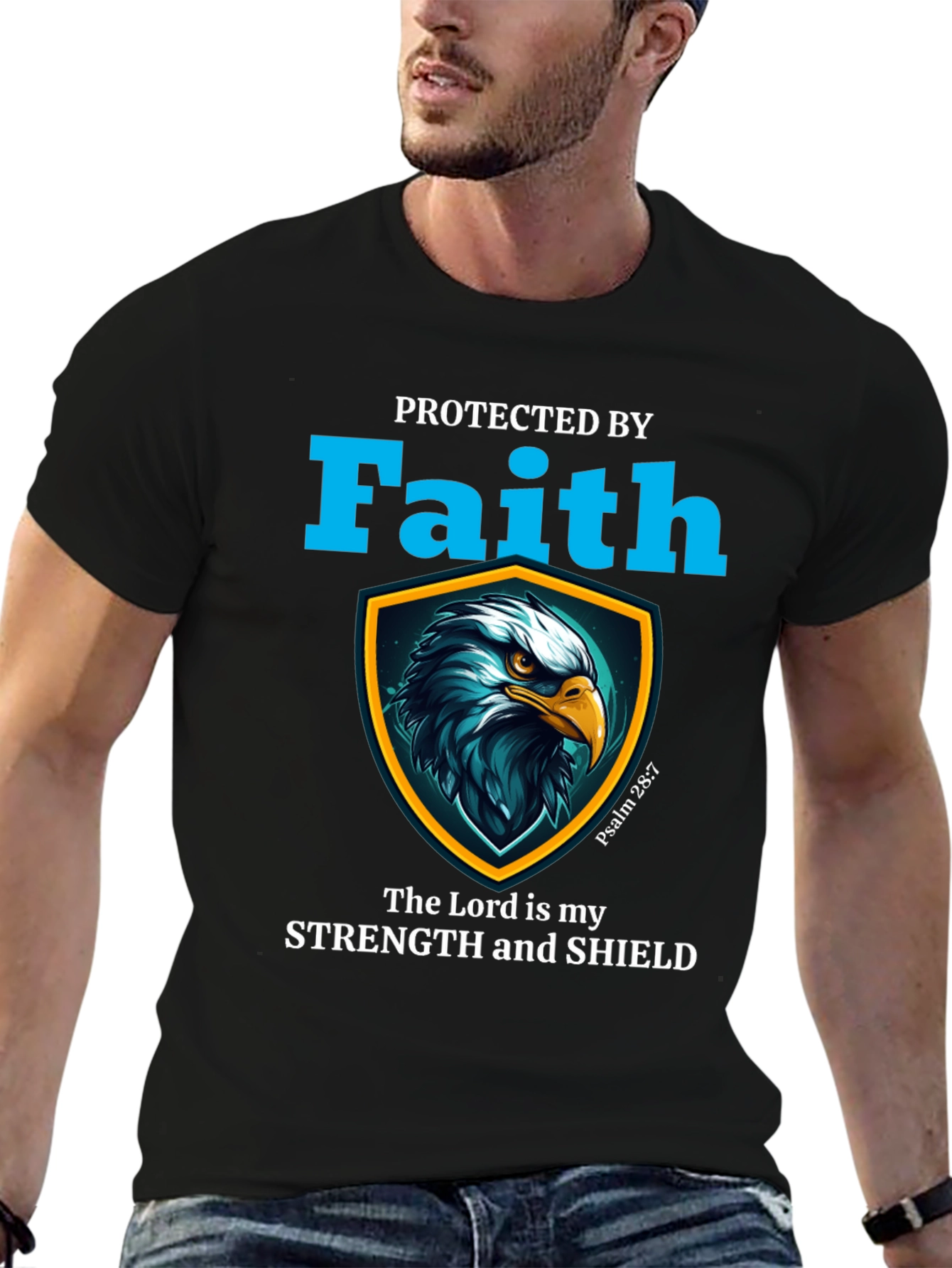 Black Faith Protected Eagle Shield Graphic Tee view 6