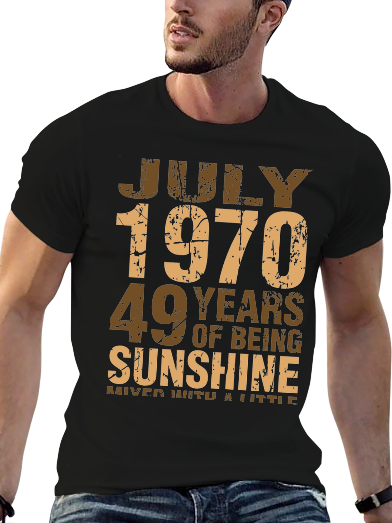 Black July 1970 Birthday T-Shirt - 49 Years of Sunshine! view 6