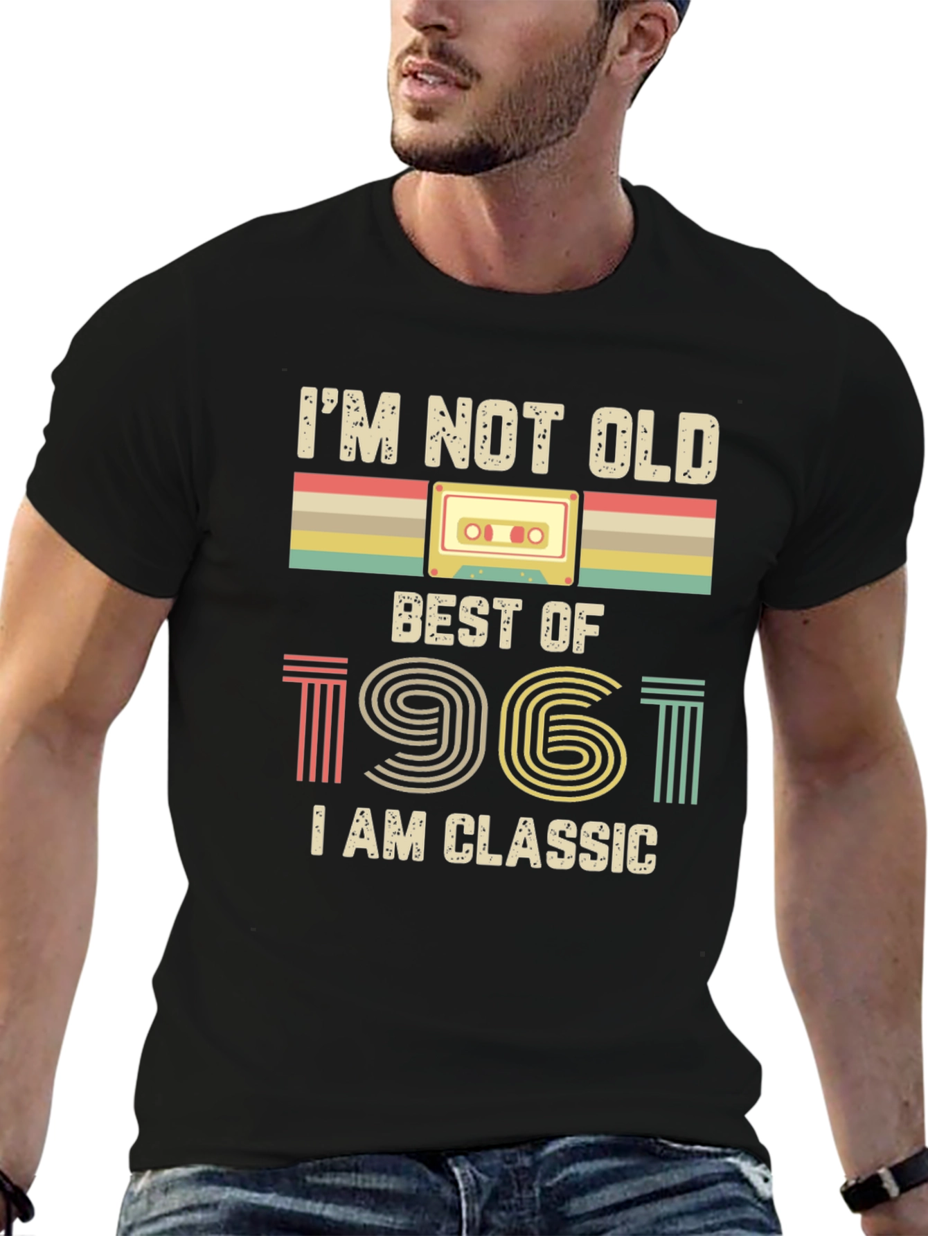 Black Retro 1961 Classic Cassette Tape Graphic Tee view 6
