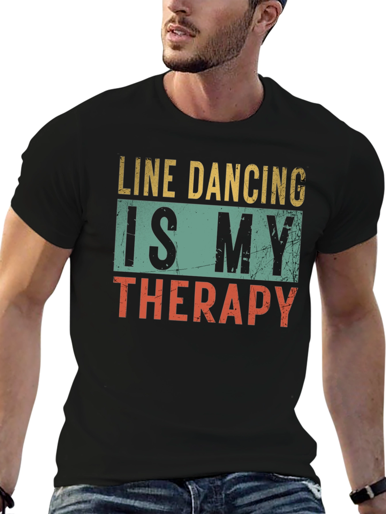 Black Line Dancing Therapy T-Shirt - Unique Design view 6