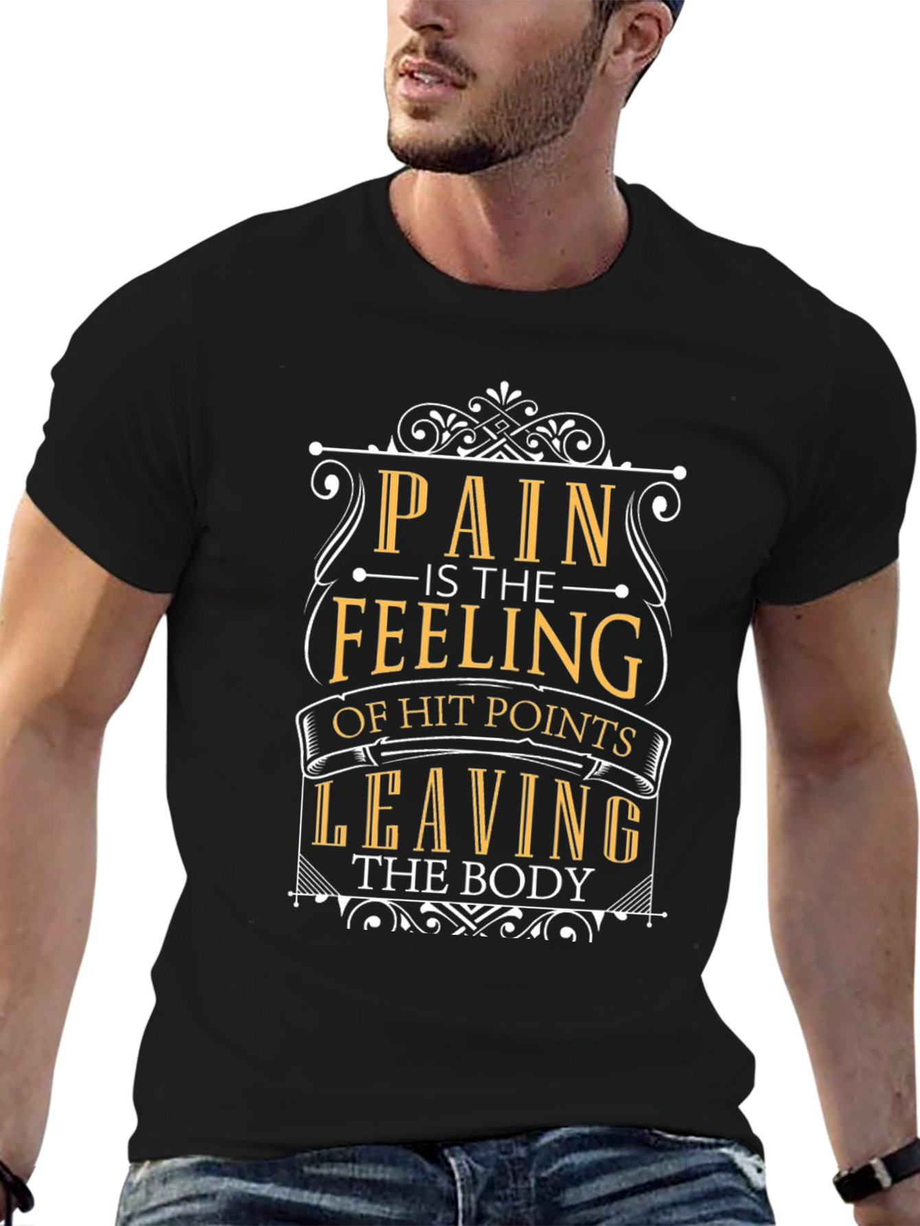 Black Pain is Feeling of Hit Points Leaving Body T-Shirt view 6