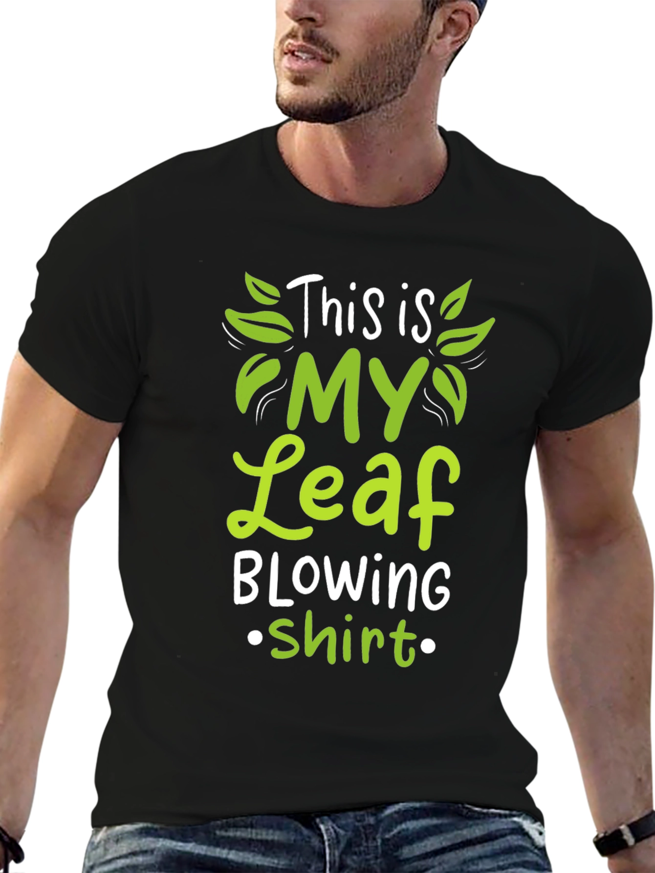 Black Leaf Blowing Shirt - Funny T-Shirt view 6