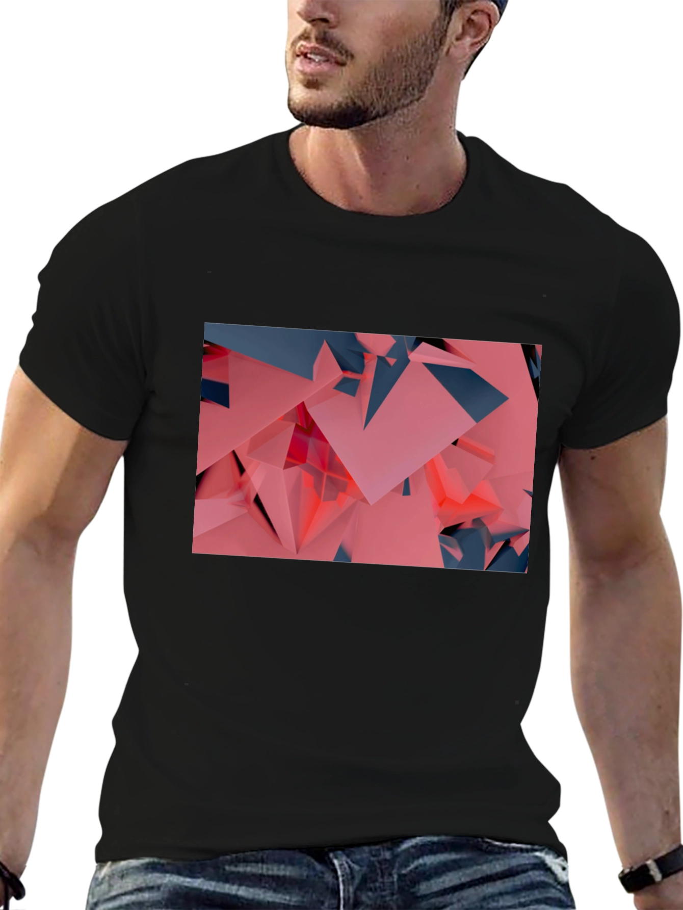 Black Geometric Abstract T-Shirt view 6
