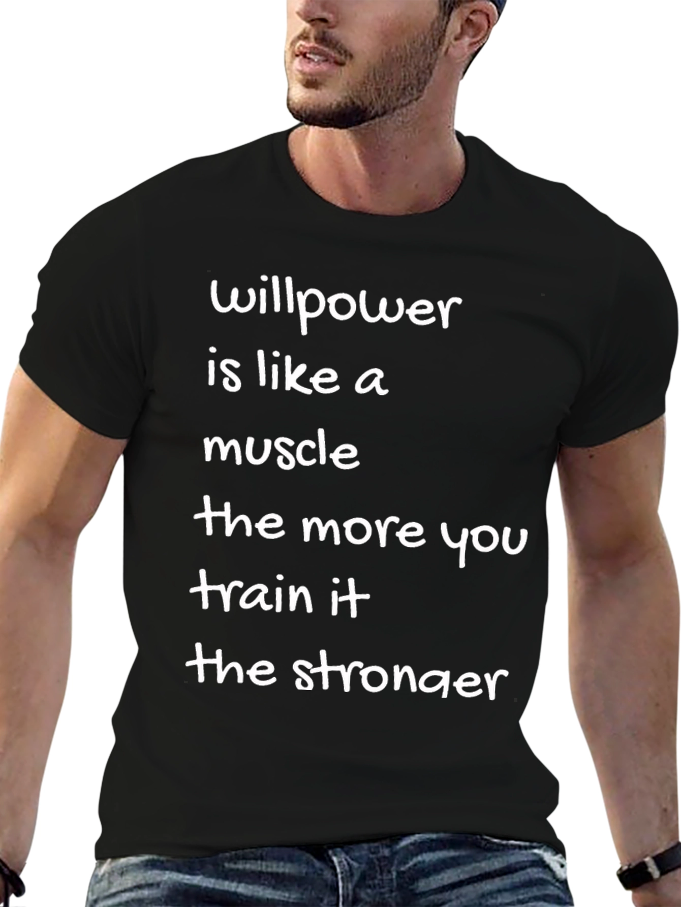 Black Willpower Muscle Black T-Shirt view 6