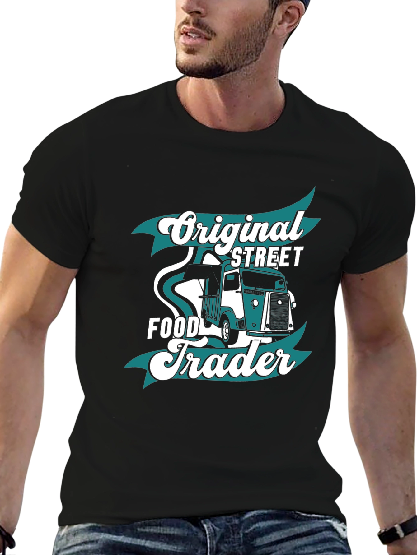 Black Original Street Food Trader Graphic T-Shirt view 6