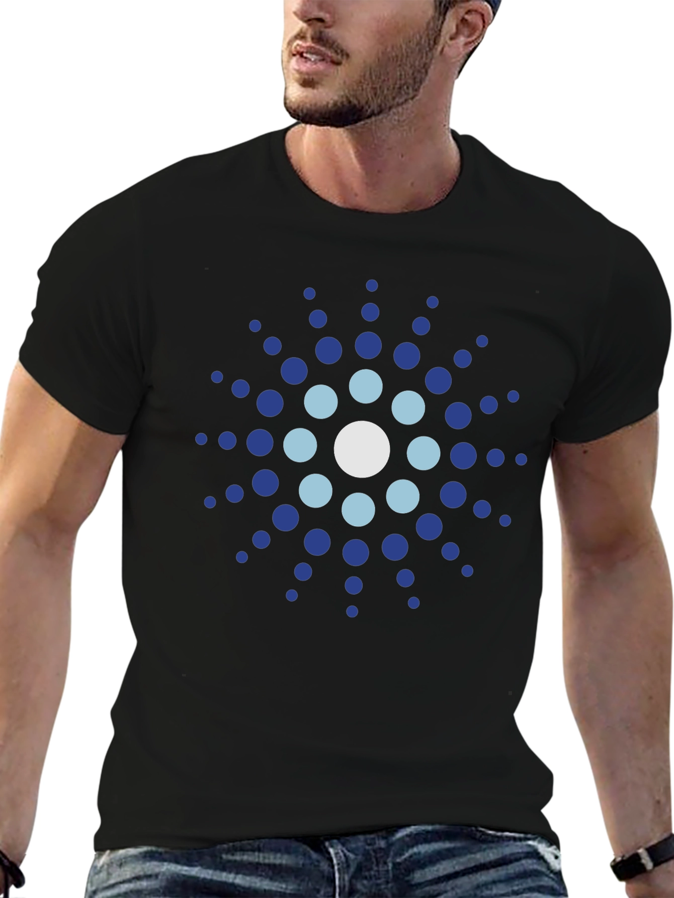 Black Abstract Circle Design Black T-Shirt view 6