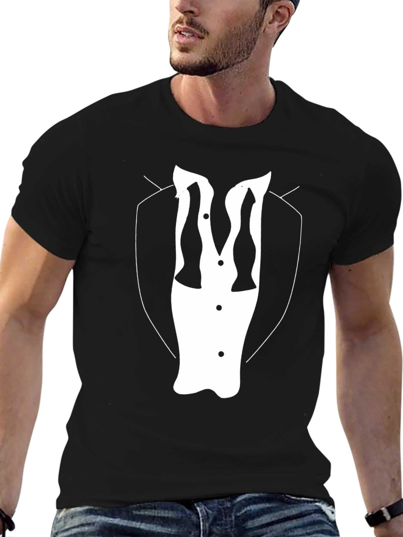 Black Tuxedo T-Shirt - Stylish Black Tee view 6
