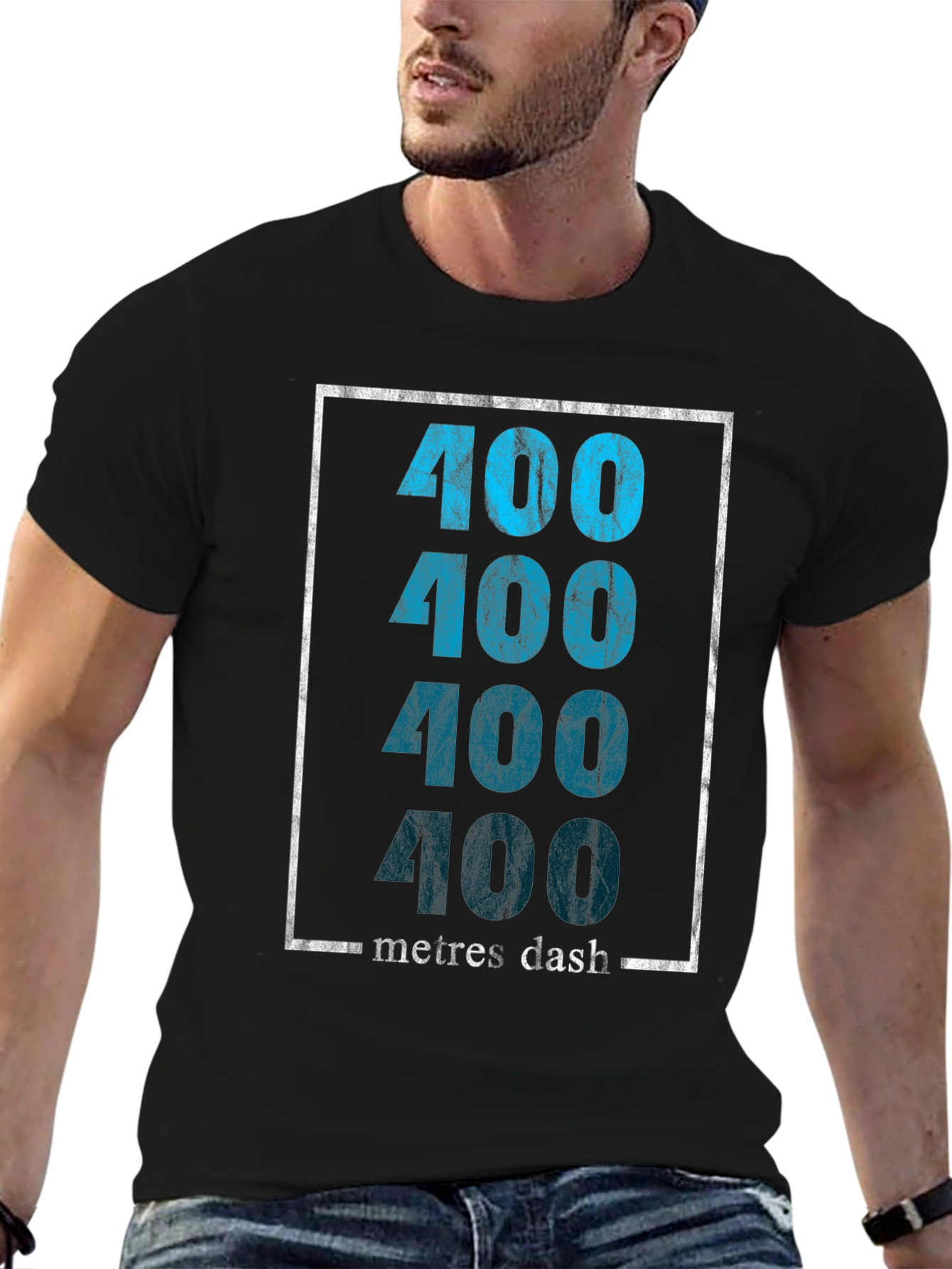 Black 400 Metres Dash Graphic T-Shirt view 6