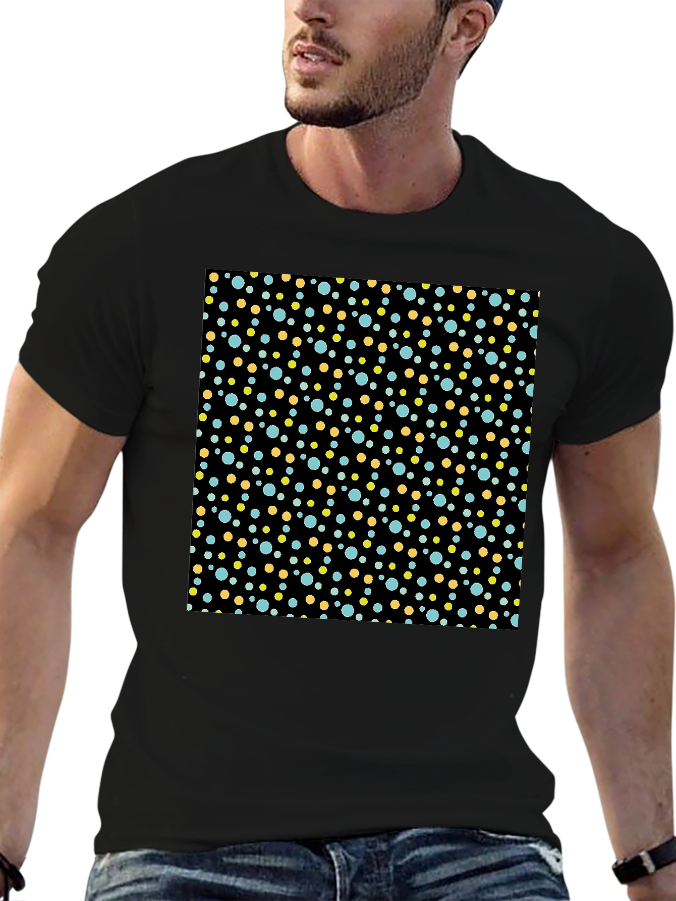 Black Retro Polka Dot T-Shirt - Classic Style view 6