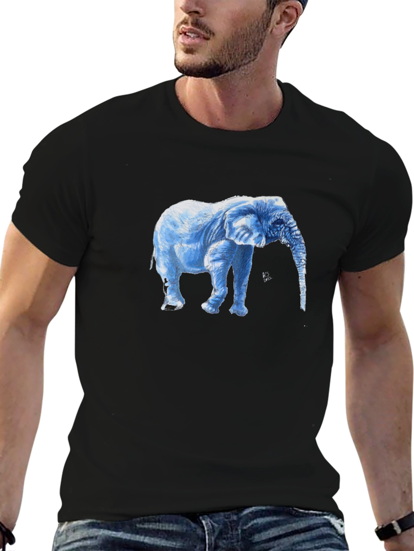 Black Elephant Graphic T-Shirt - Black Cotton Tee view 6