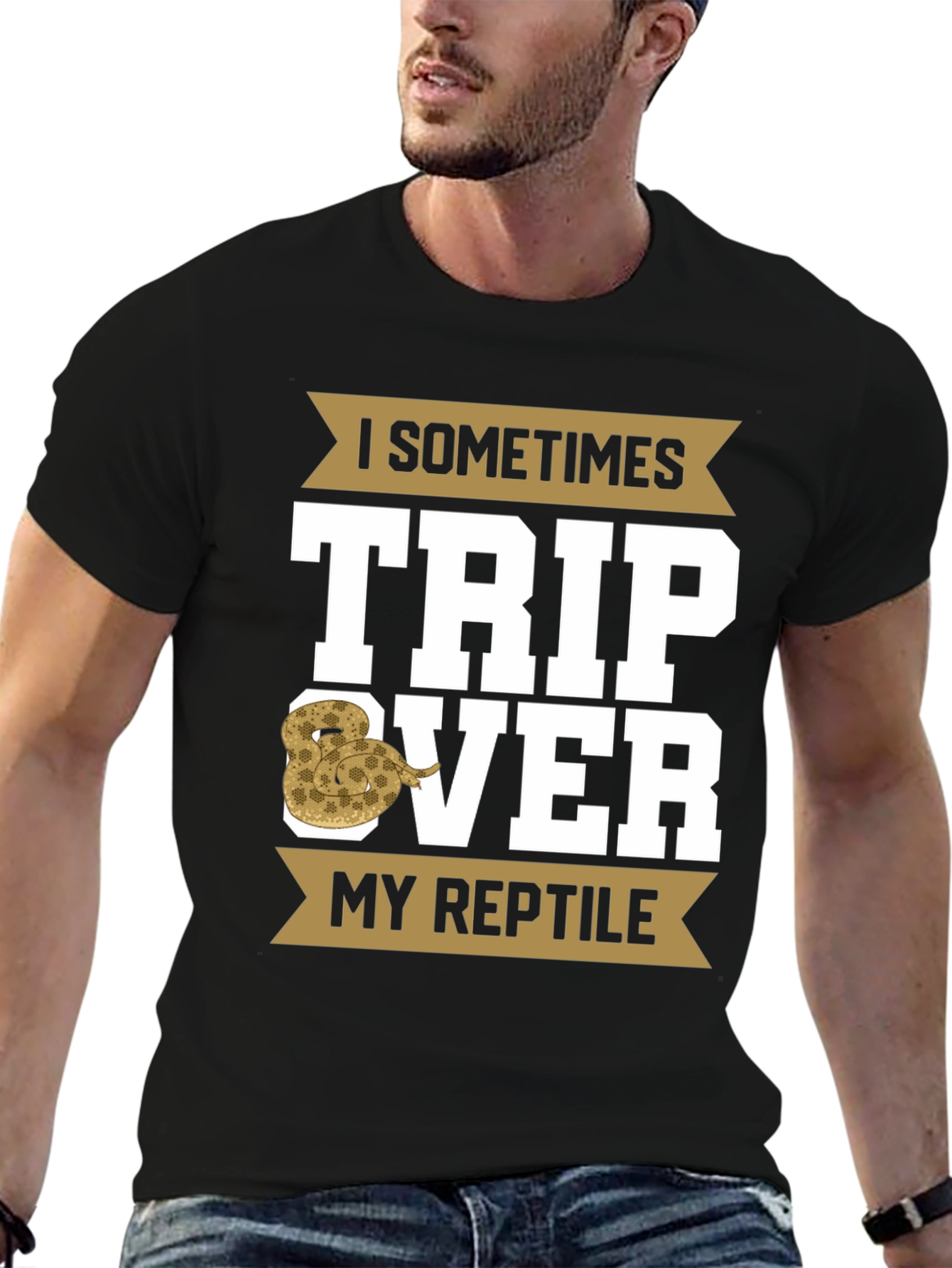 Black I Sometimes Trip Over My Reptile T-Shirt view 6