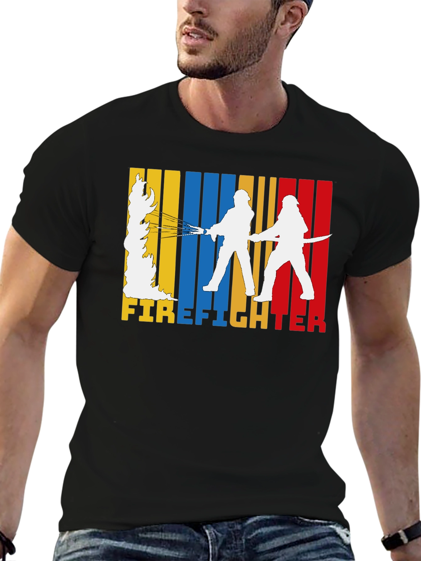 Black Firefighter Graphic Tee - Black view 6