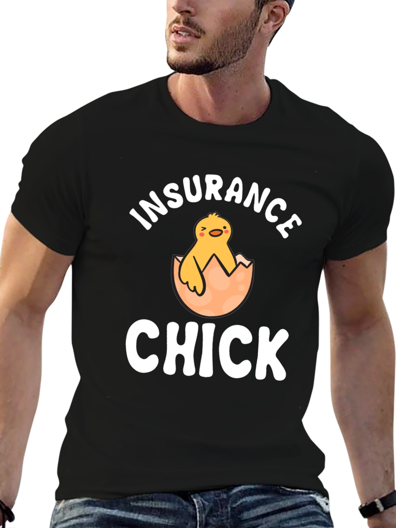 Black Insurance Chick T-Shirt - Novelty Graphic Tee view 6