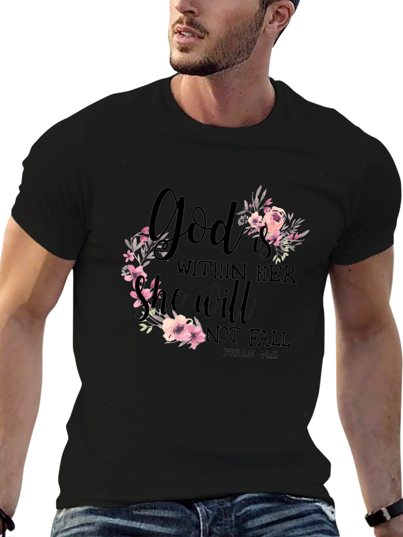 Black God Is Within Her Floral T-Shirt view 6
