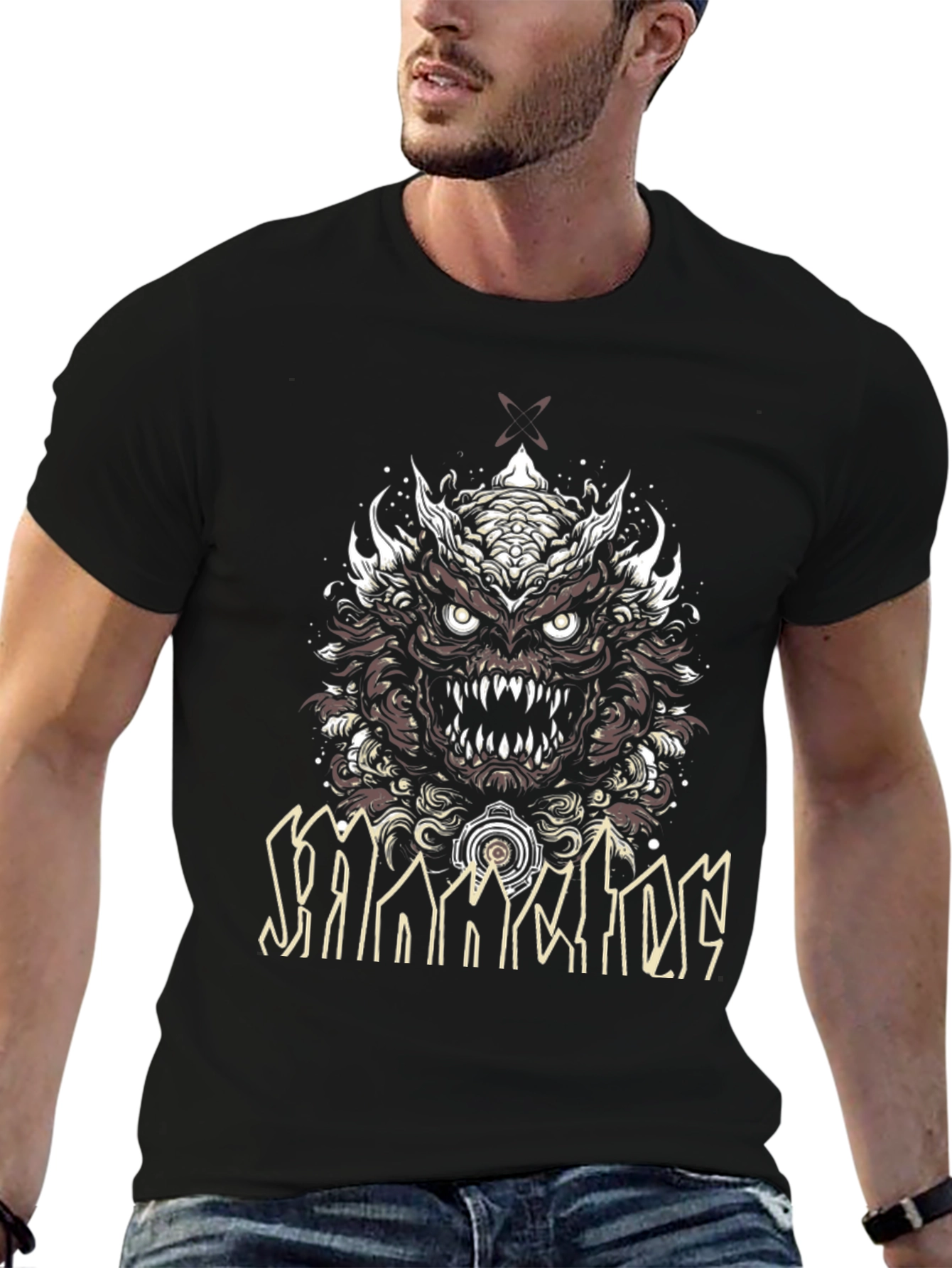 Black Monster Graphic Black T-Shirt view 6