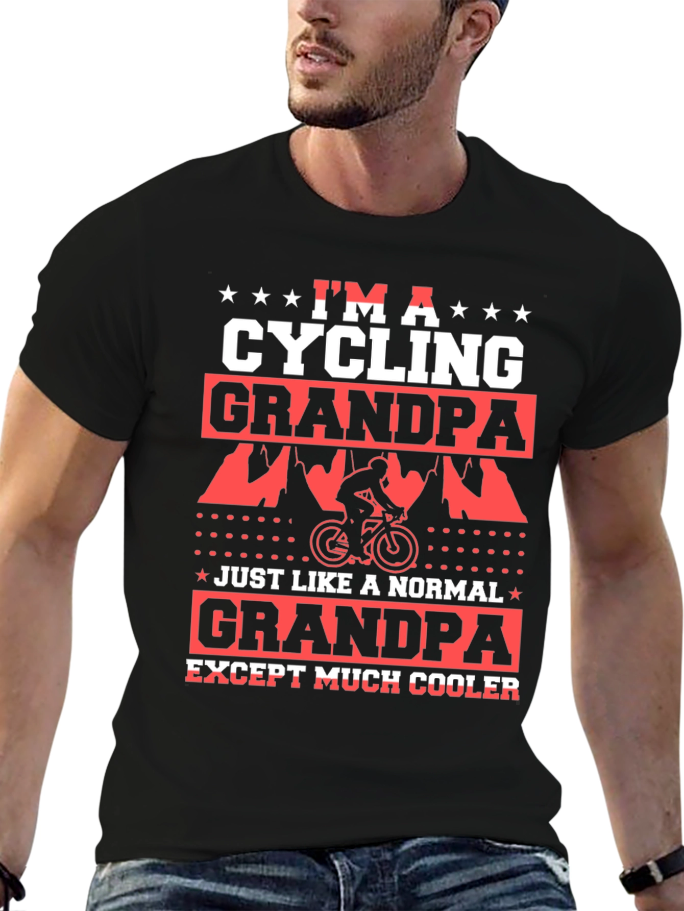 Black Cycling Grandpa T-Shirt - Cool Grandpa Tee view 6