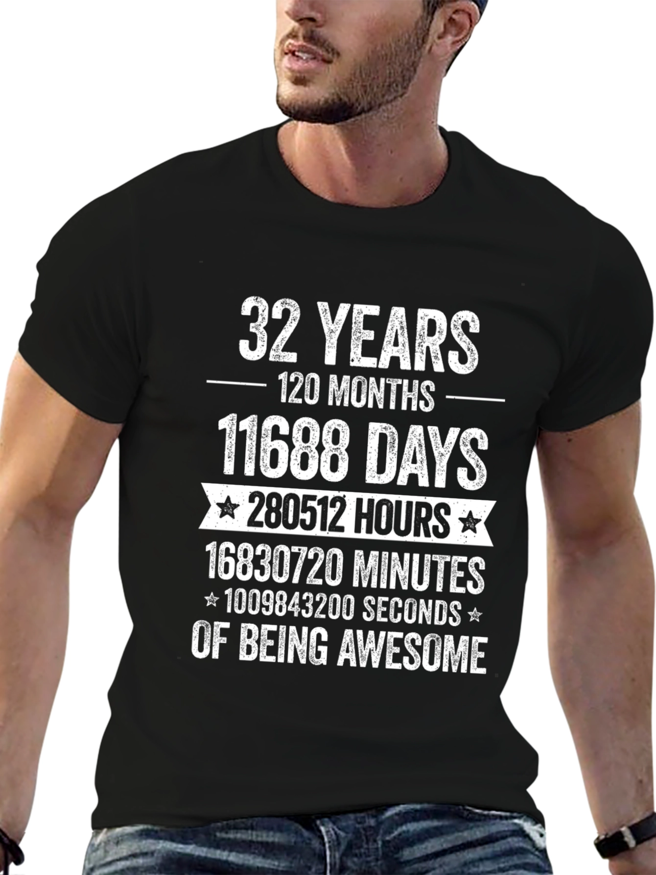 Black 32 Years Of Being Awesome Graphic Tee view 6
