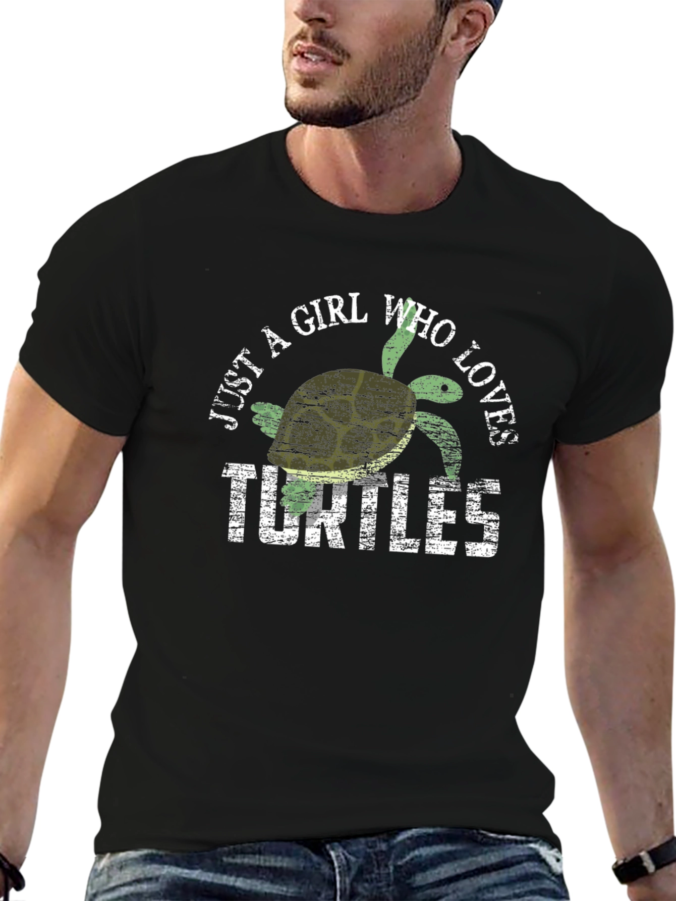 Black Just A Girl Who Loves Turtles T-Shirt view 6