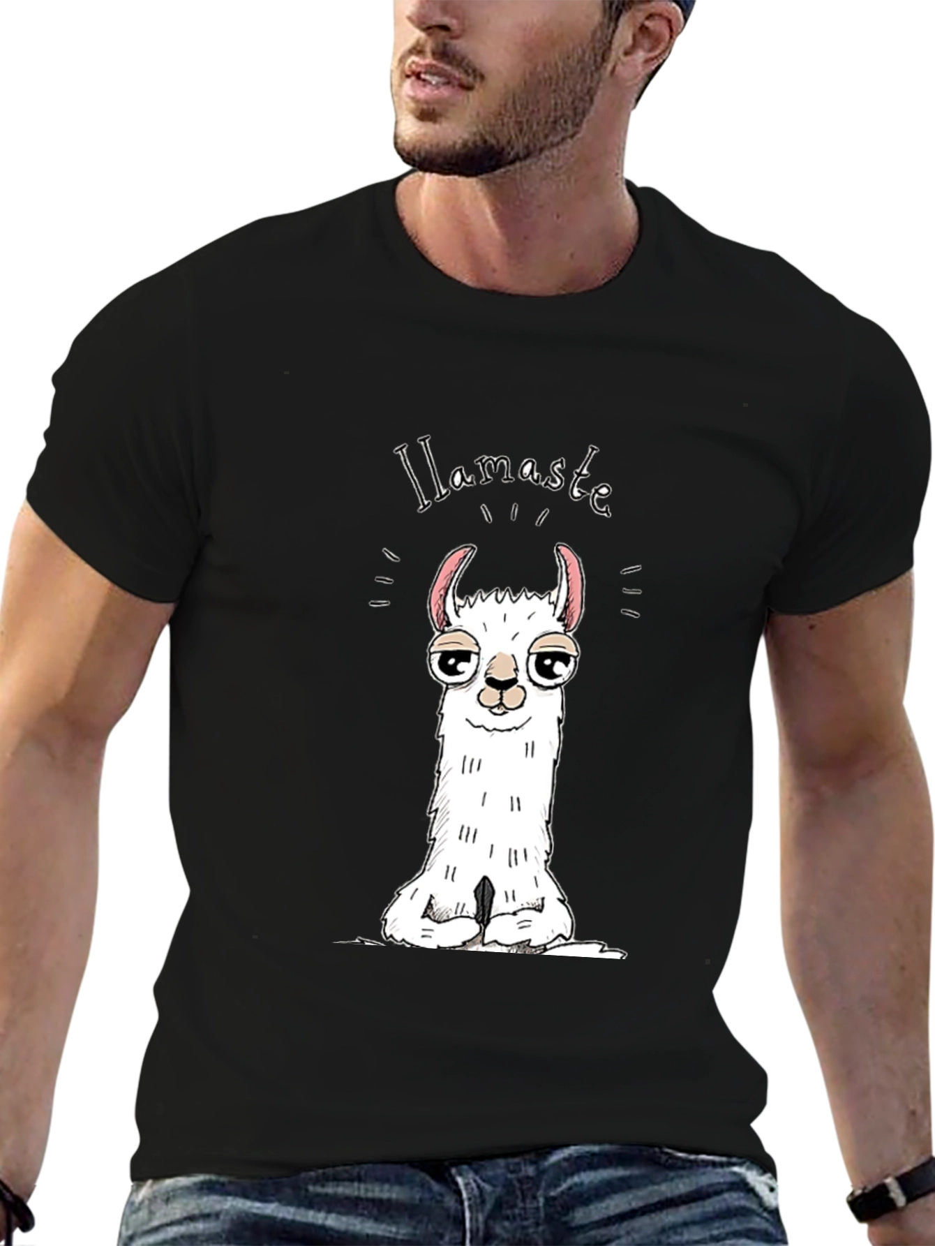 Black Llamaste T-Shirt - Funny Llama Pun Tee view 6