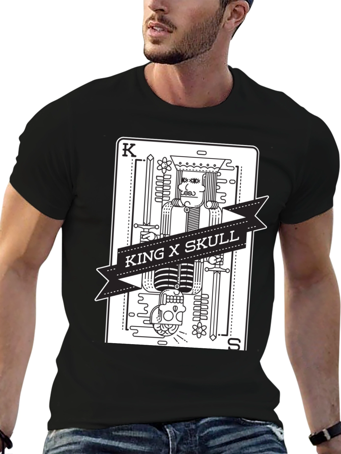 Black King X Skull Black Graphic Tee view 6