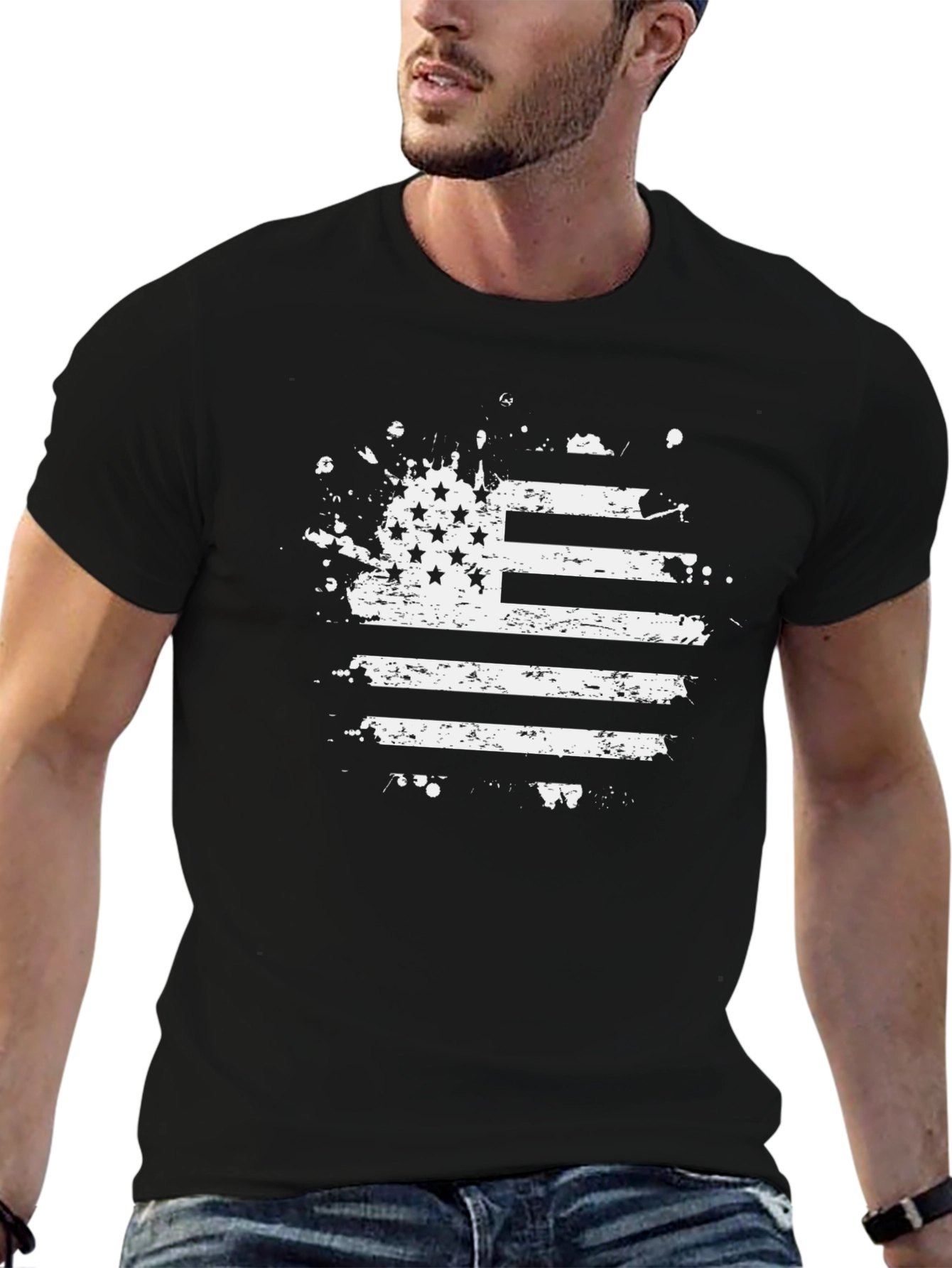 Distressed American Flag Graphic T-Shirt - 6