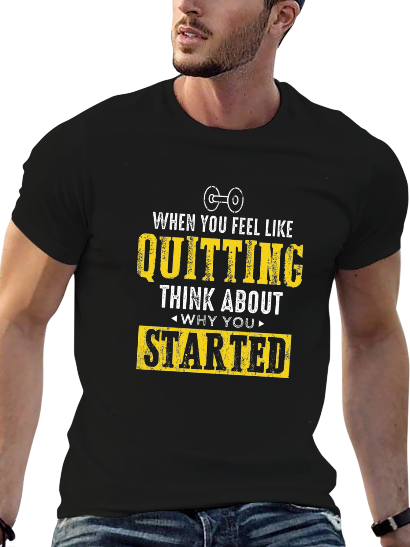 Black Motivational Workout Shirt - Never Quit view 6