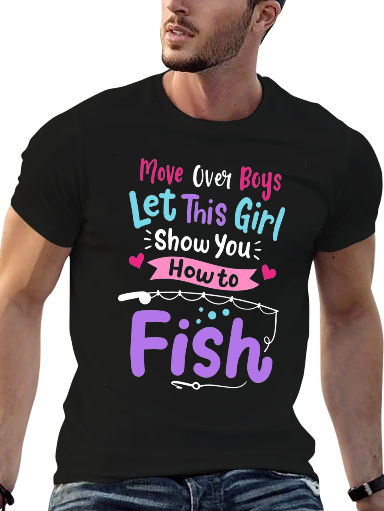 Black Move Over Boys Fishing T-Shirt view 6
