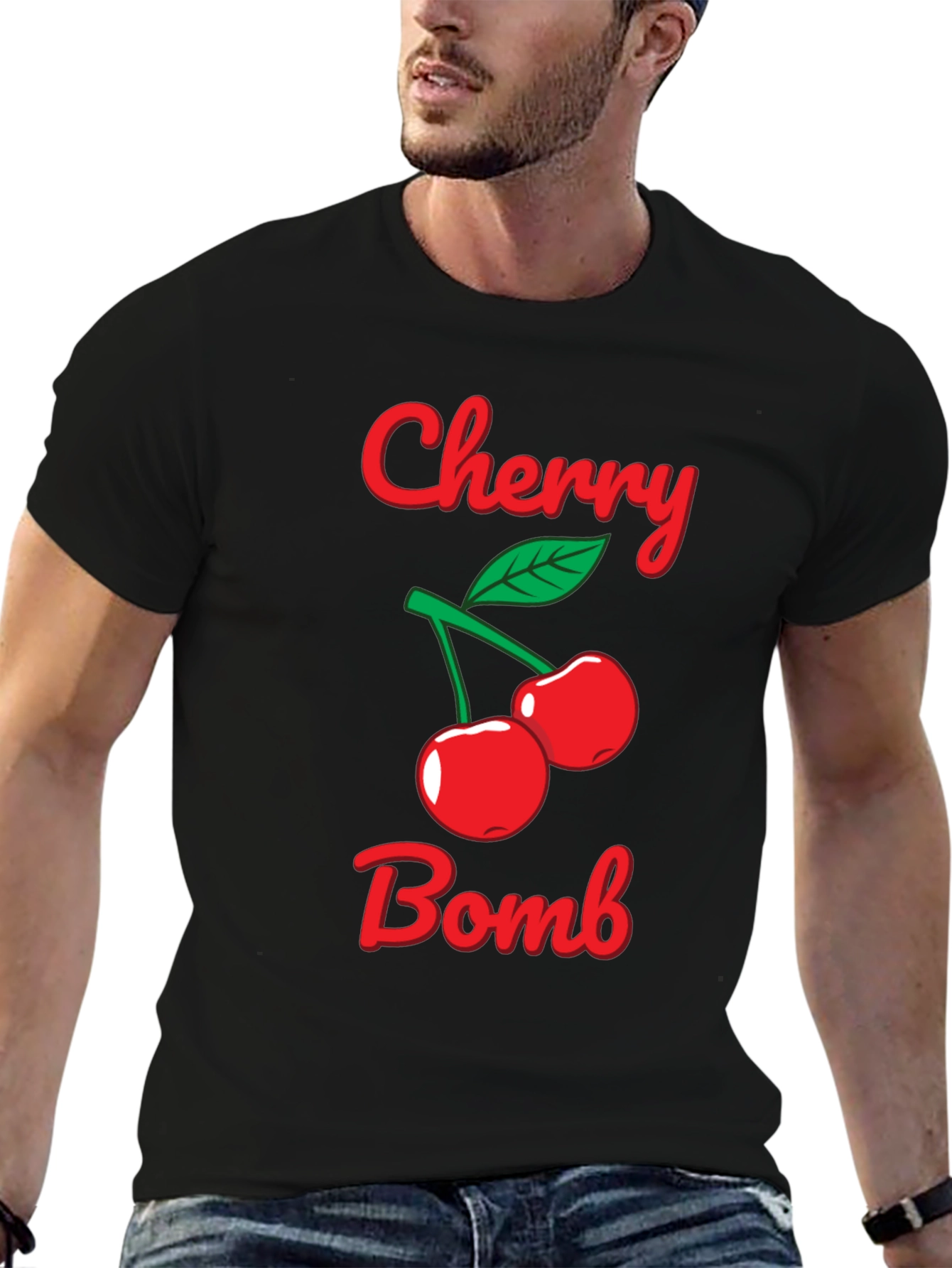 Black Cherry Bomb Graphic Tee - Black Cotton T-Shirt view 6