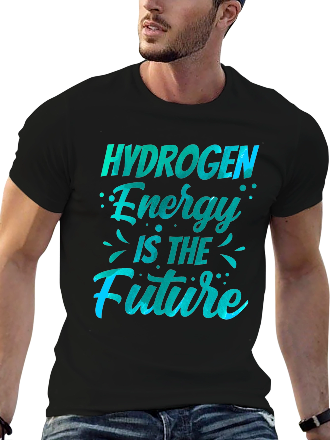 Black Hydrogen Energy Future Graphic T-Shirt view 6