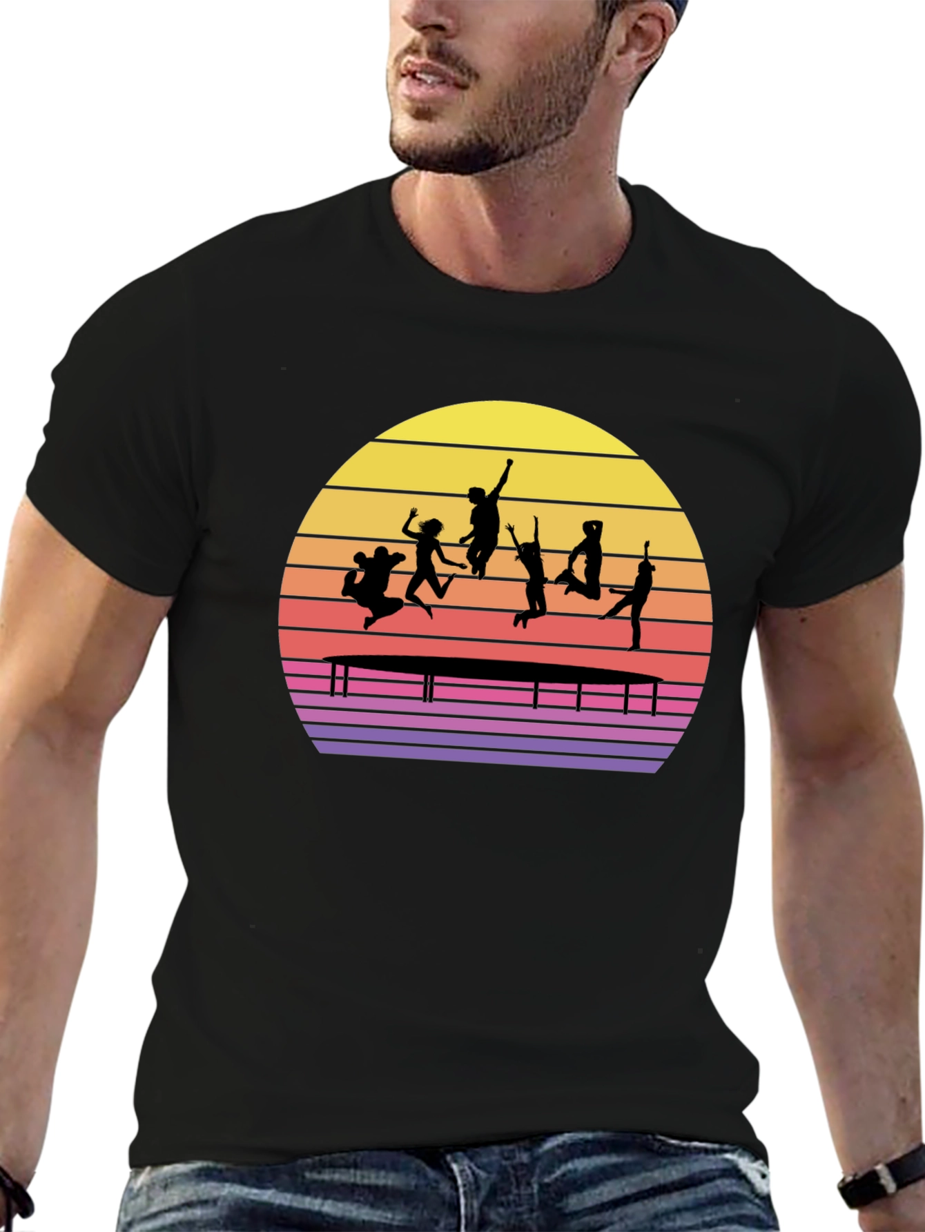 Black Trampoline Sunset Graphic Tee view 6