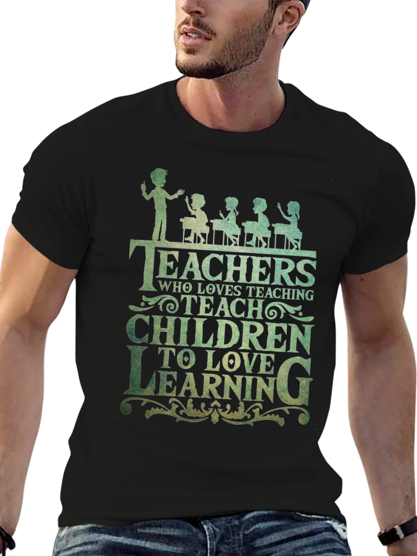 Black Teacher Love Teaching Graphic Tee - Black view 6