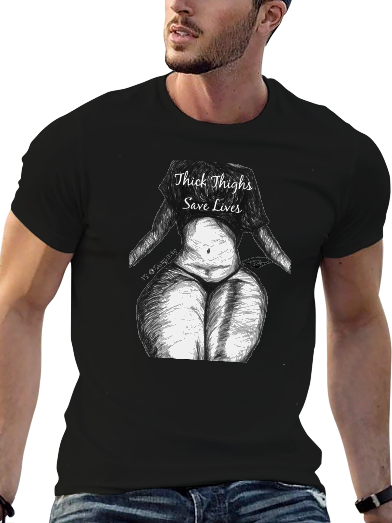 Black Thick Thighs Save Lives Graphic Tee - Unisex view 6
