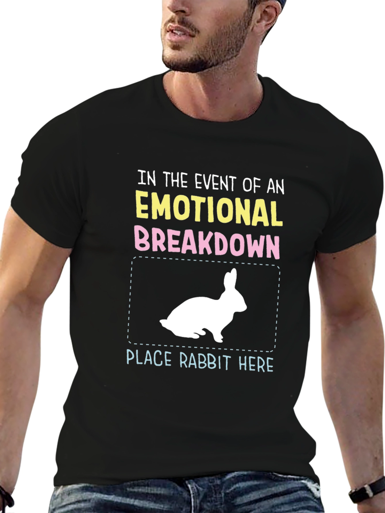 Black Emotional Breakdown Rabbit T-Shirt view 6