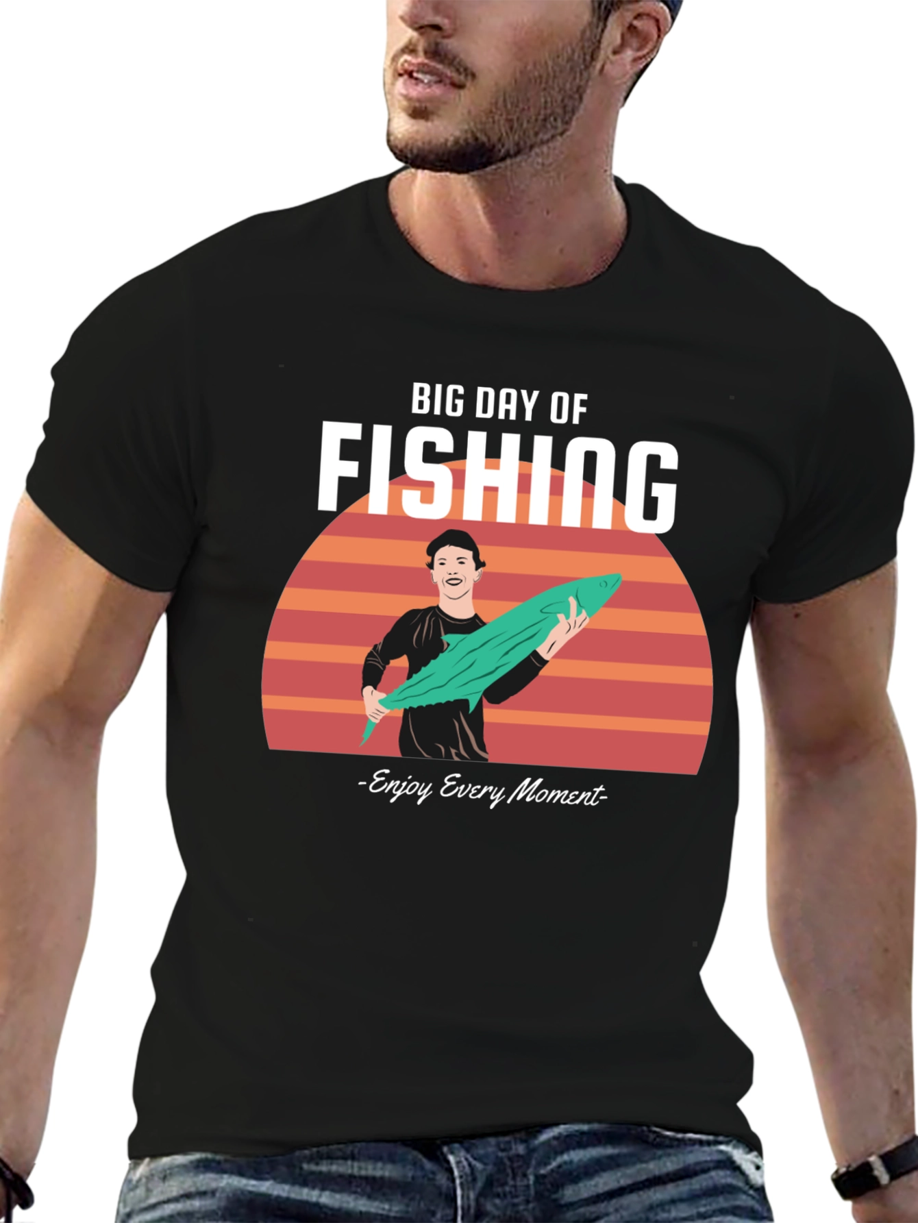 Black Fishing T-Shirt - Big Day Of Fishing Design view 6