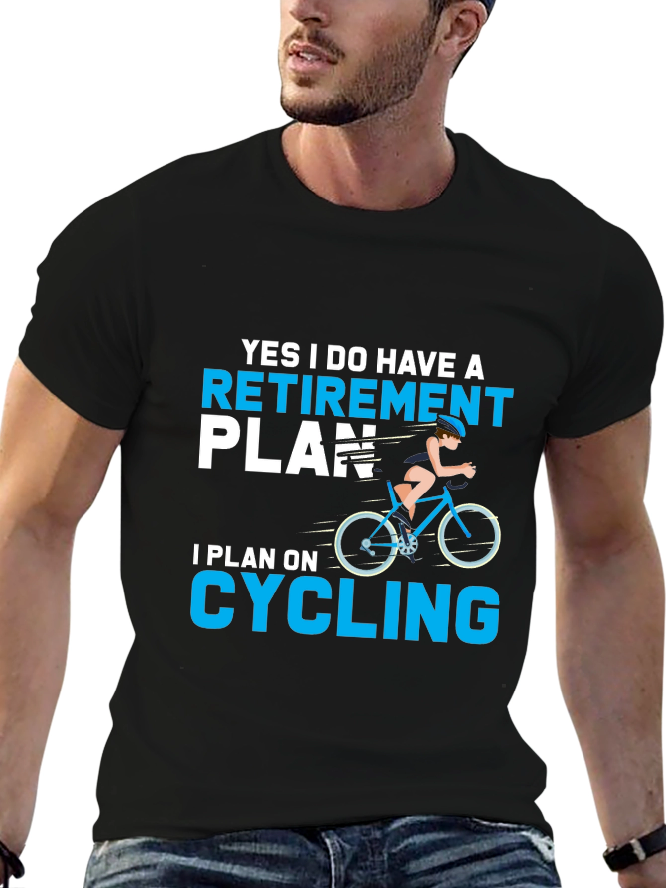 Black Retirement Plan Cycling T-Shirt view 6