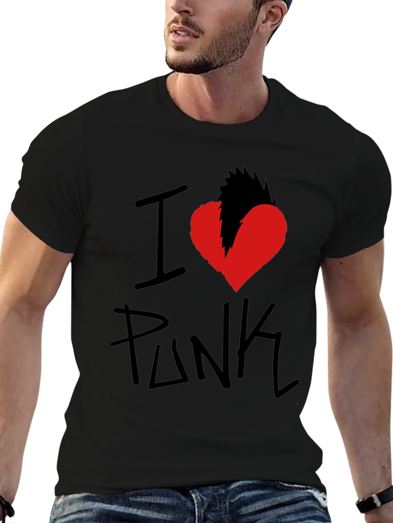 Black I Heart Punk Graphic Tee - Black view 6