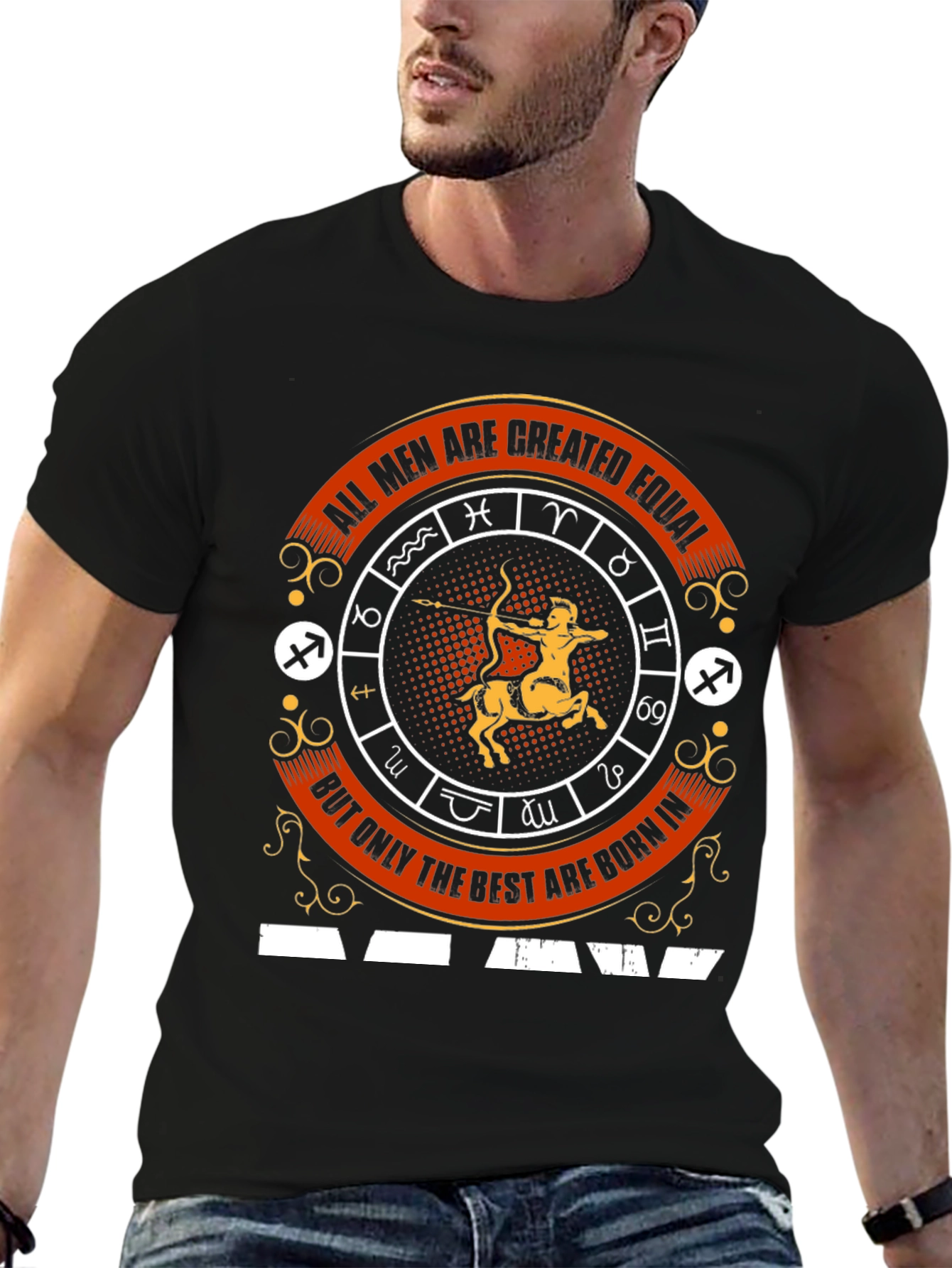 Black Zodiac Sign Graphic Tee - Astrology T-Shirt view 6