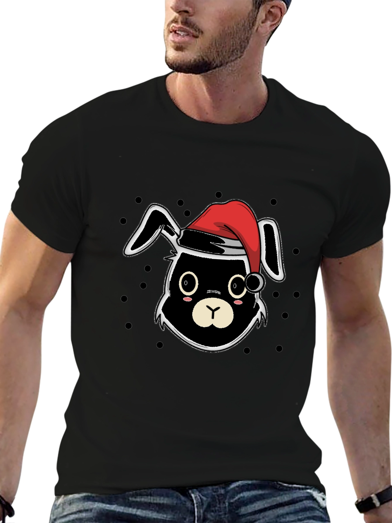Black Festive Bunny T-Shirt - Holiday Edition view 6